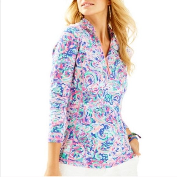 EUC Lilly Pulitzer Weekender Multi La Playa Luxletic Zip Pullover - Picture 1 of 14